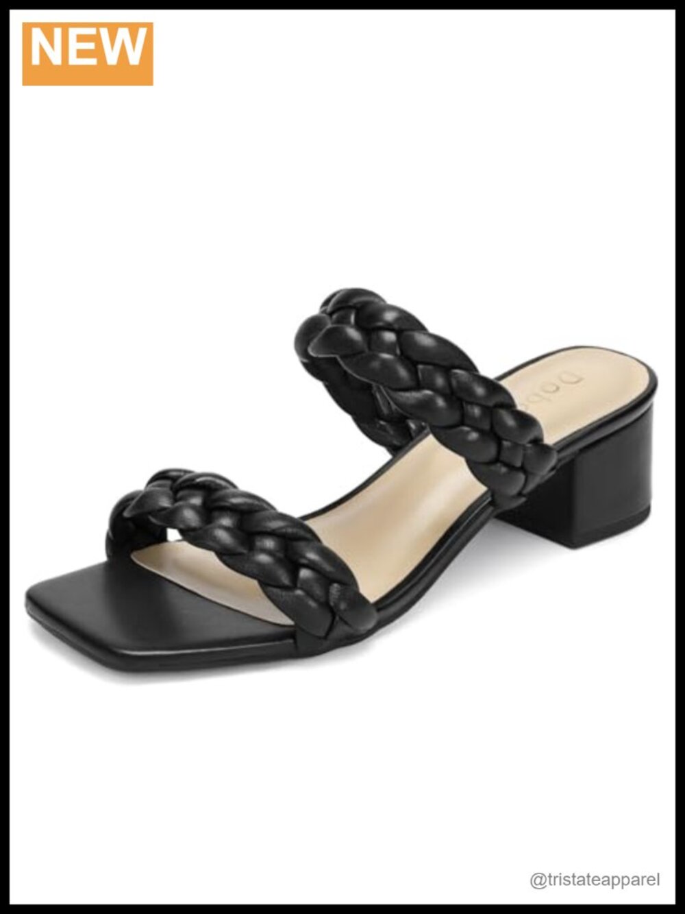 Wide Width Chunky Heels Braided Dressy Sandals Square Open Toe Slip On